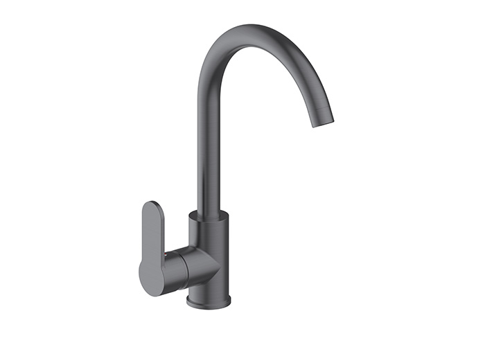 QUT4P-G — Quatorze deck pillar sink mixer tap-Gun gray